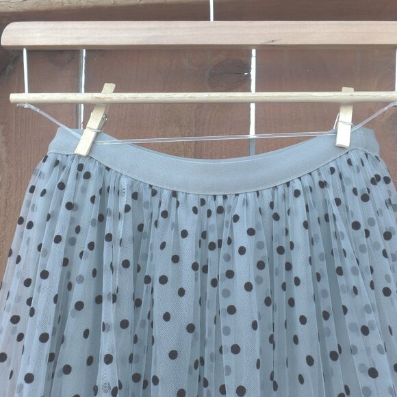 SHIKOU Tulle Velvet Polka Dot Shirt Tiered Slip & Tulle Base - Picture 5 of 9